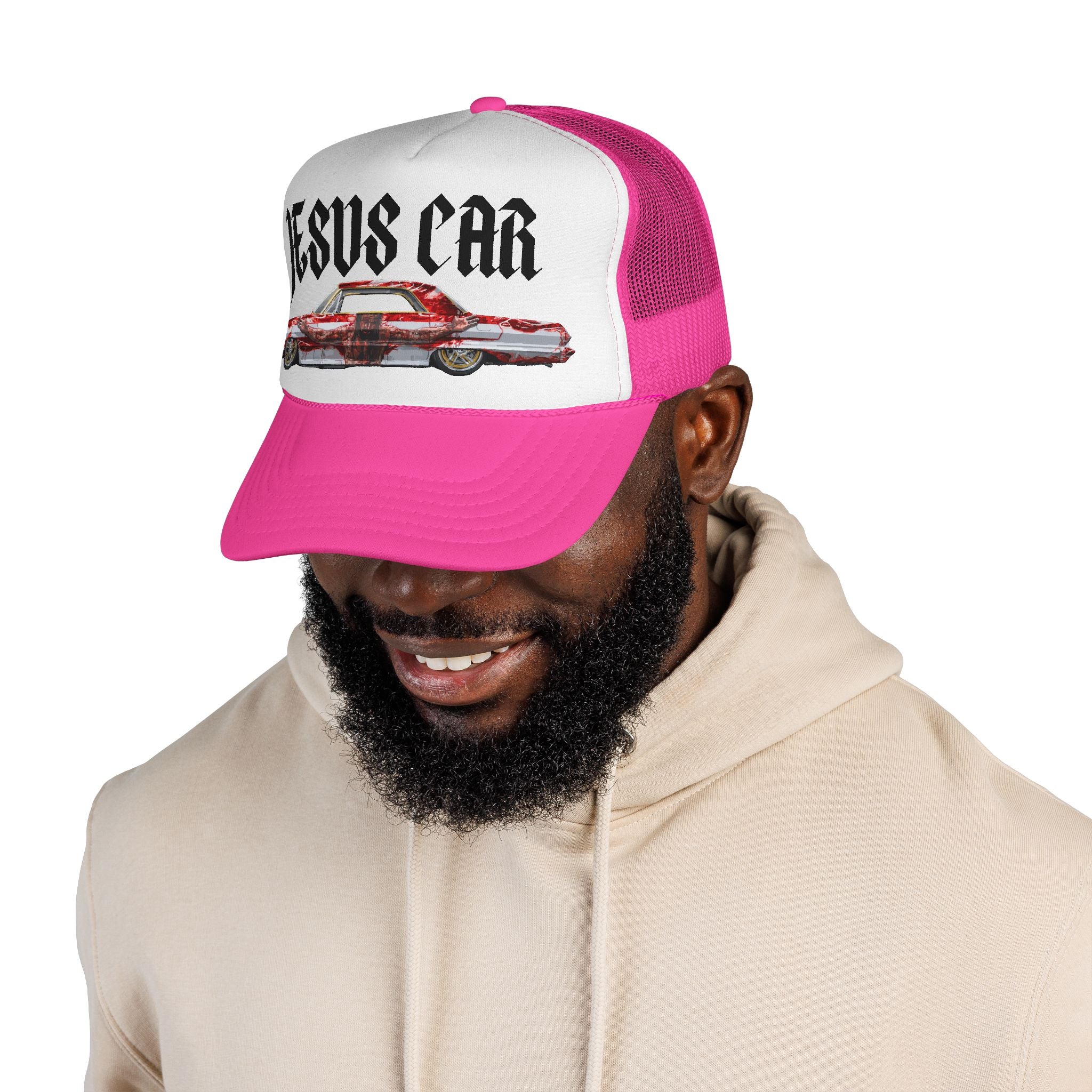 Jesus Car Trucker Cap, Faith Hat, Religious Gift, Vintage Style Headwear, Christian Apparel, Unique Trucking Merchandise