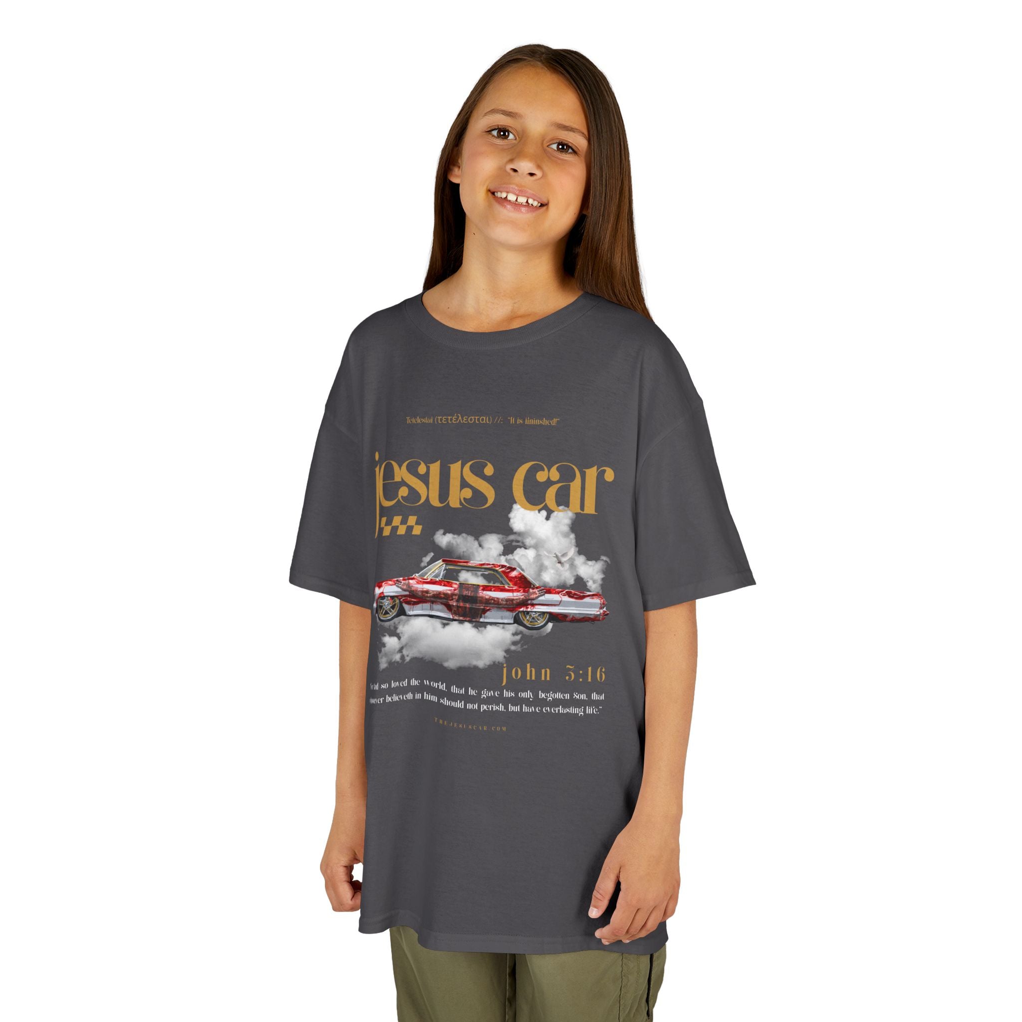 Dove Cloud - Kids Jesus Car Tee - Fun Religious T-Shirt for Children, John 3:16, Kids Christian Clothing, Christian Gift, Sunday School