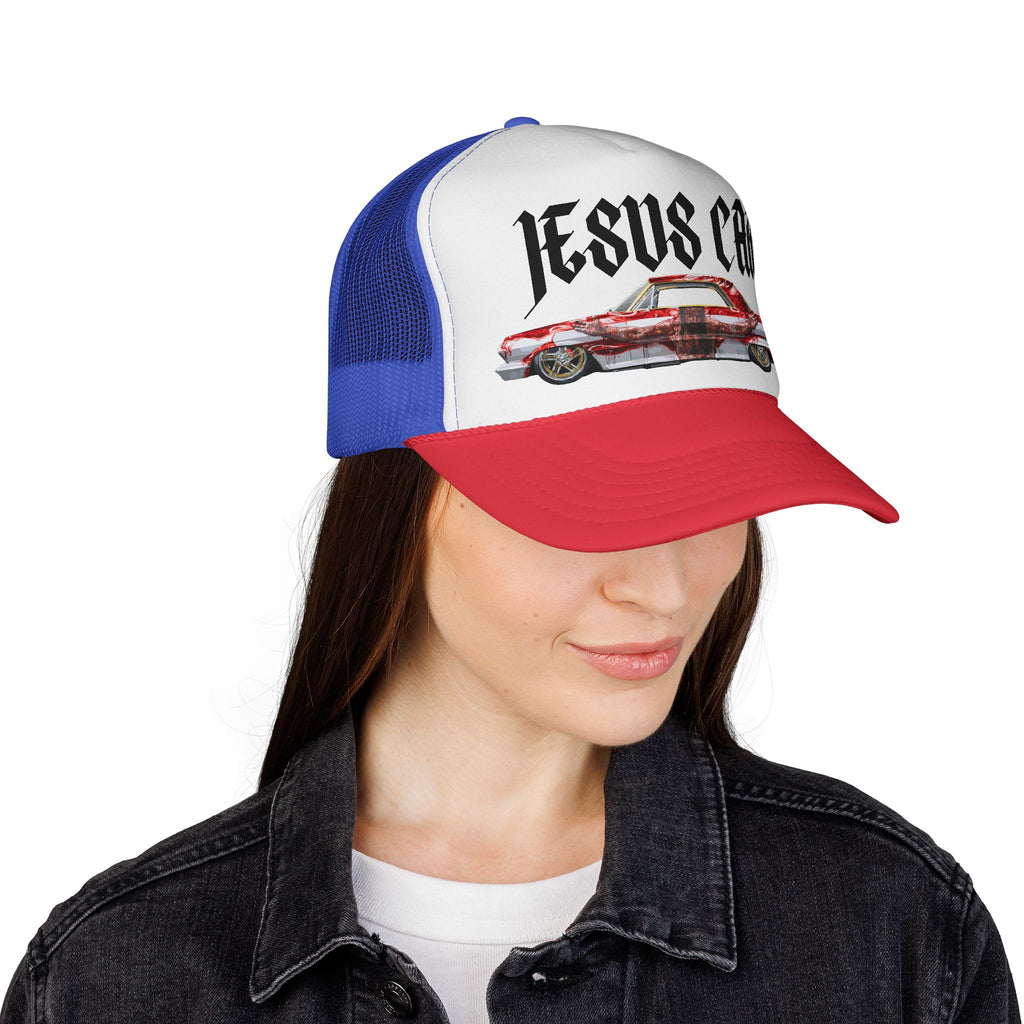 Jesus Car Trucker Cap, Faith Hat, Religious Gift, Vintage Style Headwear, Christian Apparel, Unique Trucking Merchandise