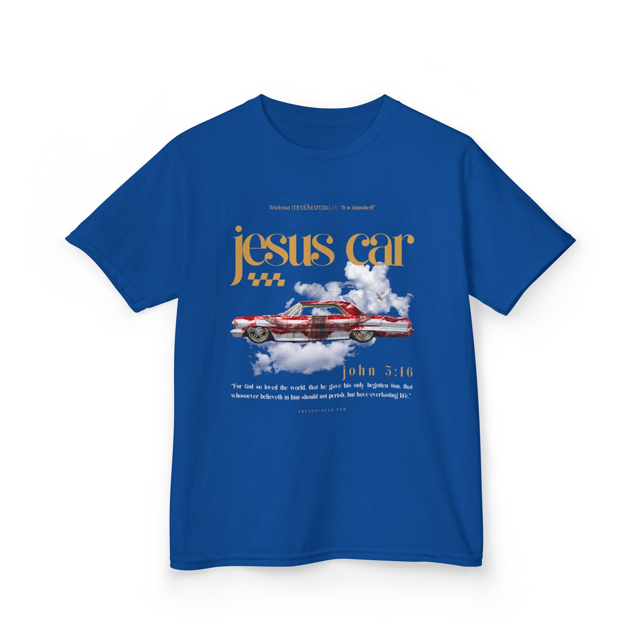 Dove Cloud - Kids Jesus Car Tee - Fun Religious T-Shirt for Children, John 3:16, Kids Christian Clothing, Christian Gift, Sunday School