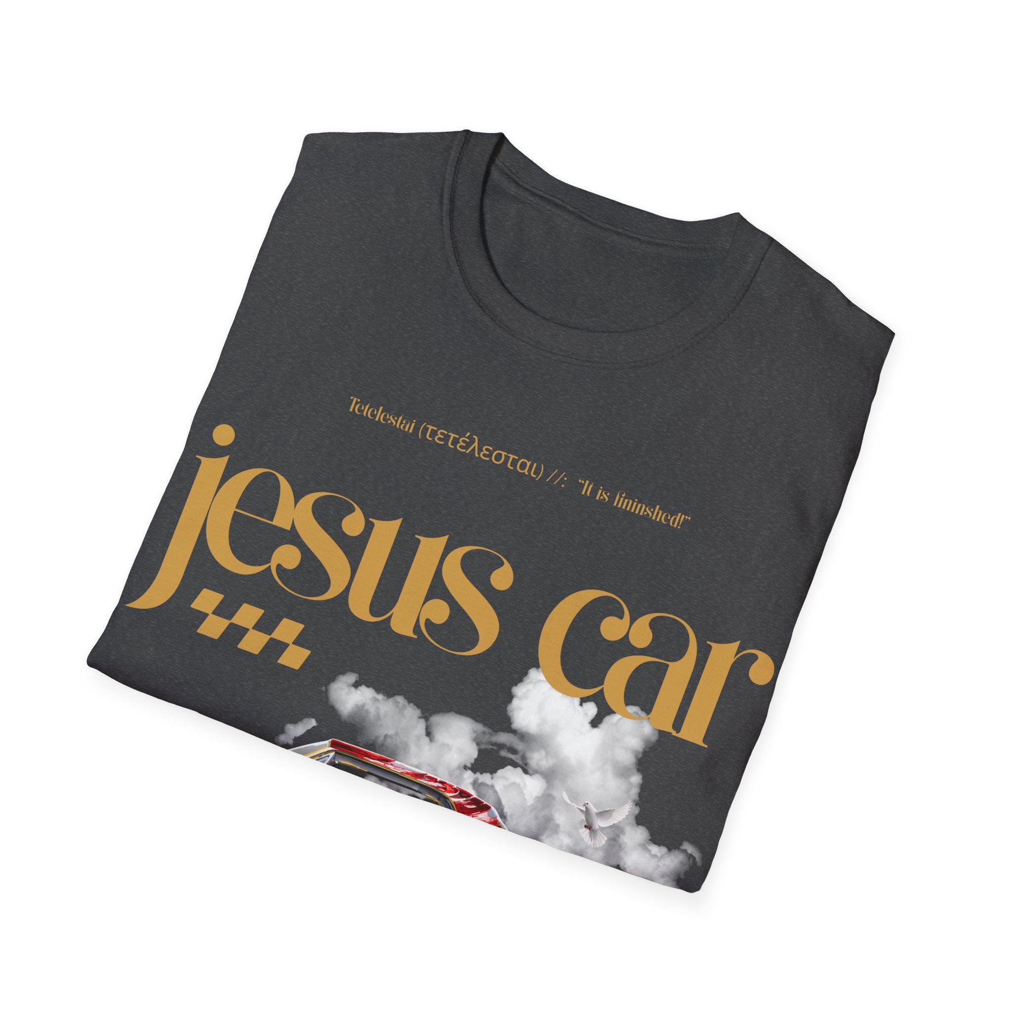 Dove Cloud Adult T-shirt - Jesus Car Unisex Softstyle T-Shirt | John 3:16, Christian Clothing, Gift for Car Lovers, Faith-Based Apparel, Jesus