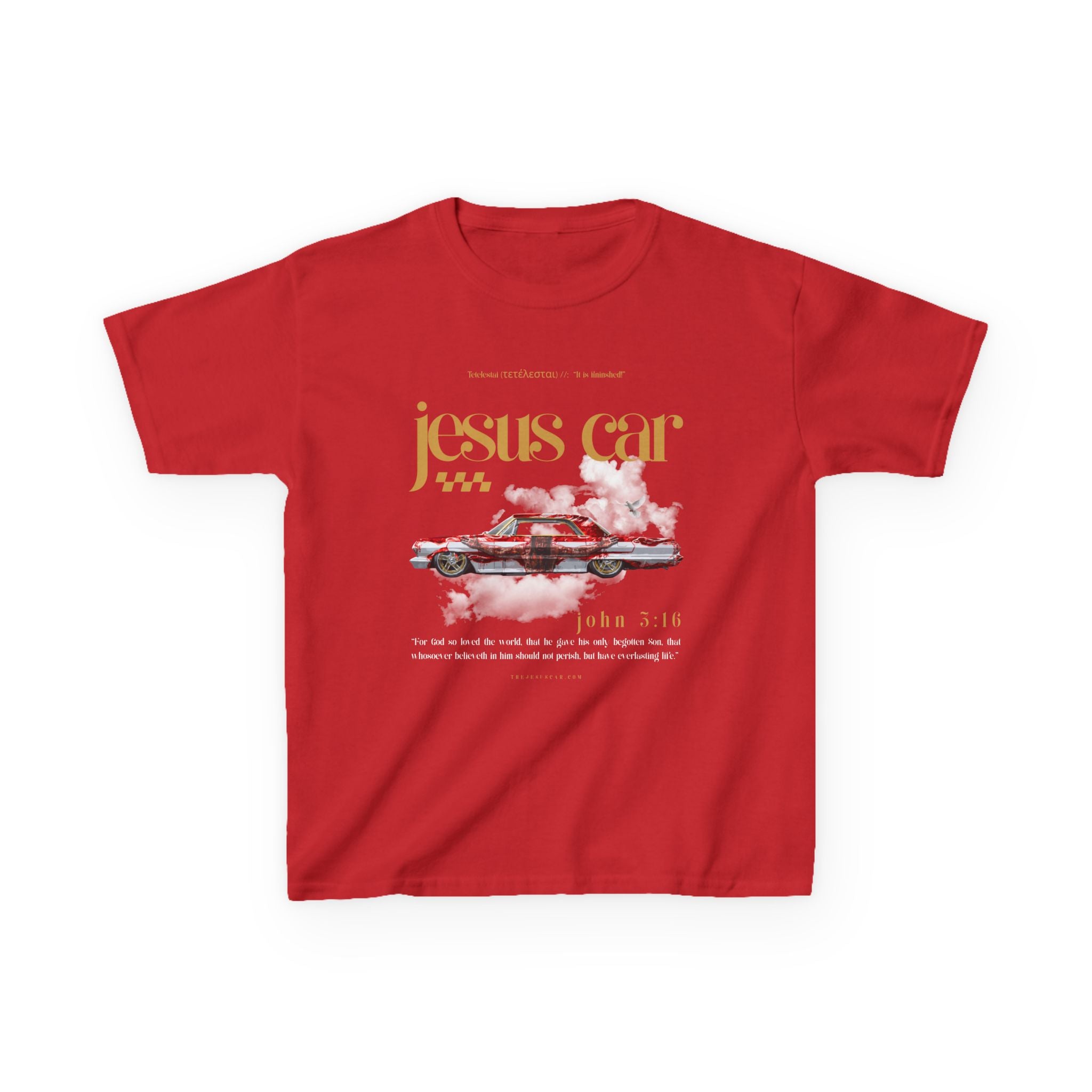 Dove Cloud - Kids Jesus Car Tee - Fun Religious T-Shirt for Children, John 3:16, Kids Christian Clothing, Christian Gift, Sunday School
