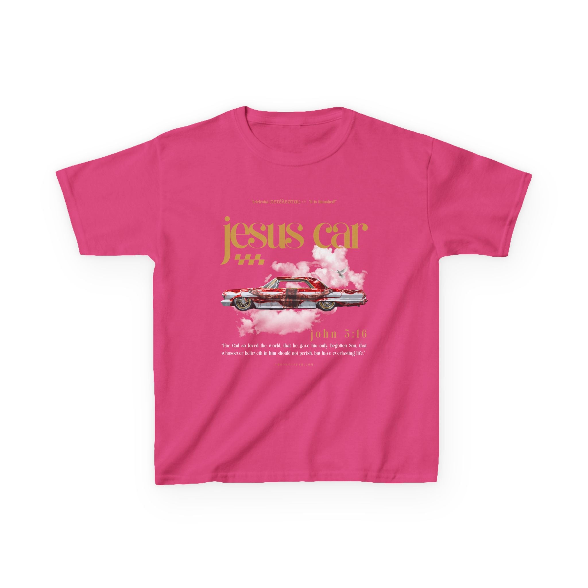 Dove Cloud - Kids Jesus Car Tee - Fun Religious T-Shirt for Children, John 3:16, Kids Christian Clothing, Christian Gift, Sunday School