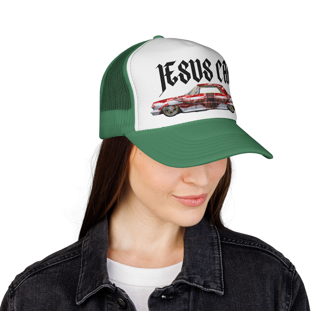 Jesus Car Trucker Cap, Faith Hat, Religious Gift, Vintage Style Headwear, Christian Apparel, Unique Trucking Merchandise