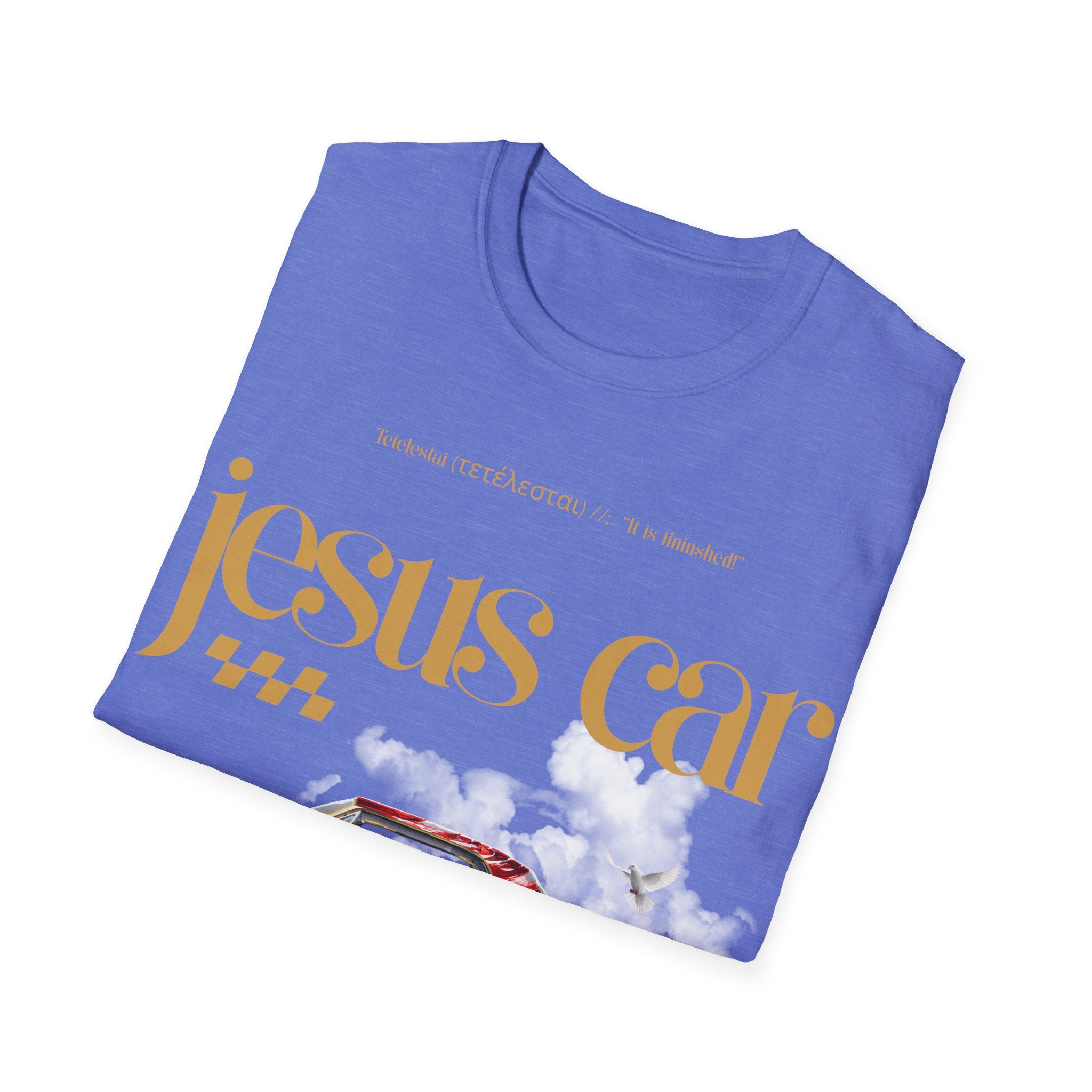 Dove Cloud Adult T-shirt - Jesus Car Unisex Softstyle T-Shirt | John 3:16, Christian Clothing, Gift for Car Lovers, Faith-Based Apparel, Jesus